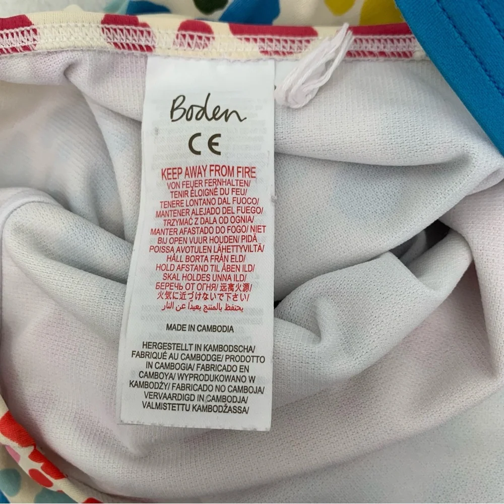 Boden Girls Multi‎ Color Polka Dot One Piece Swimsuit Blue Cross Back Straps